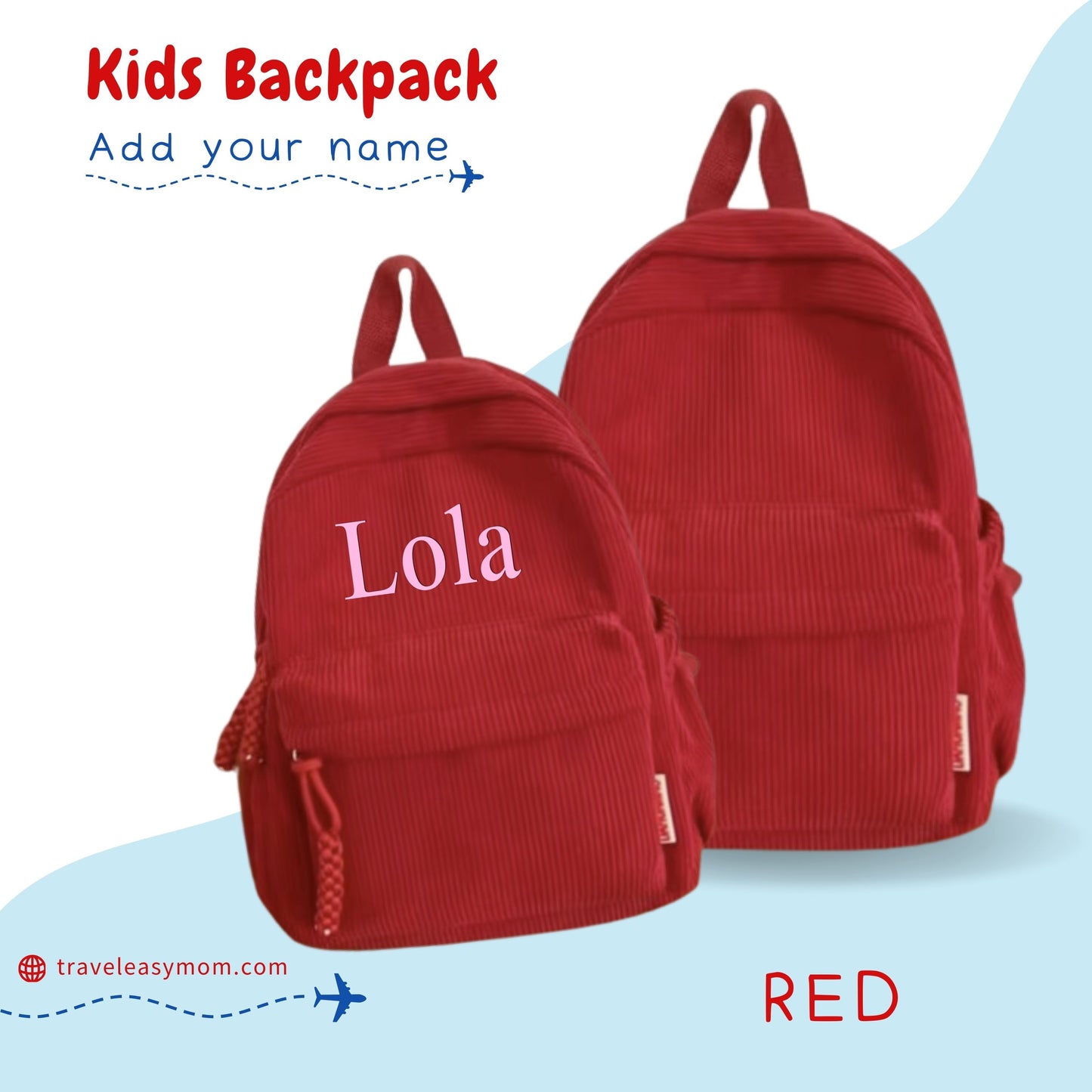 Kids Corduroy Backpack -Personalized Embroidery