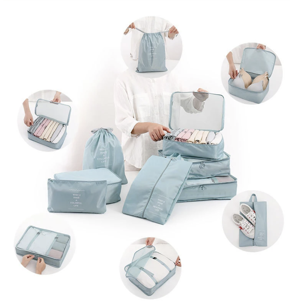 Tiffany Blue Travel Organizer Cubes and more (8 piece Set)